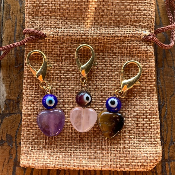 Crystal Pet Charms Amethyst Pet Charm Rose Quartz Pet Charm Evil Eye Pet Charms